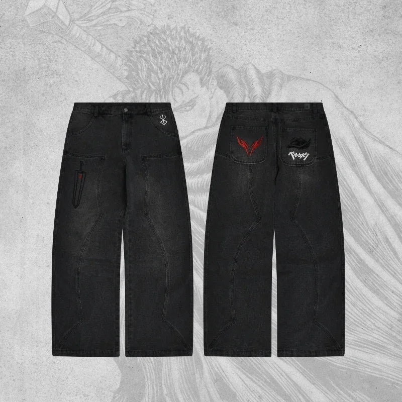 Berserk Streetwear Embroidered Denim Jeans
